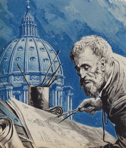 Michelangelo, med sitt design for kuppelen til St Peters i Roma av English School